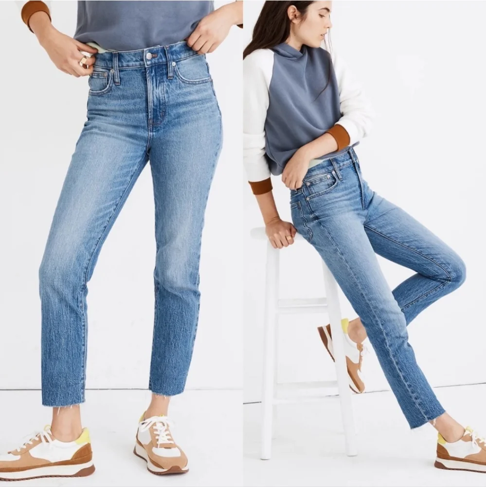 Madewell The Perfect Vintage Jeans Straight Leg Frayed Hem Size 25P - Picture 2 of 11